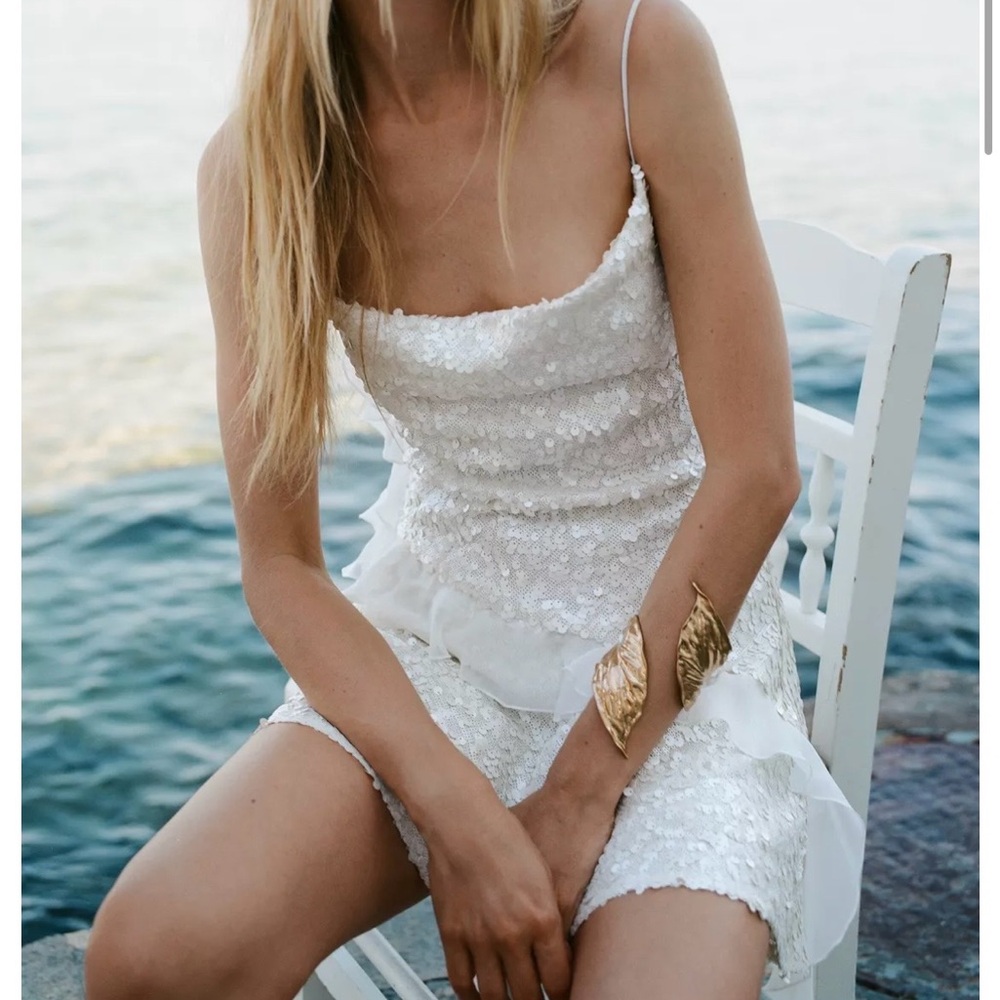 Zara White Sequin Mini Dress